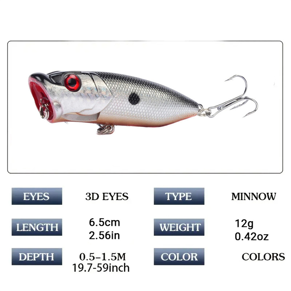 5Pcs Popper Fishing Lures 3d E - Fishing Lure Popper recension och pris