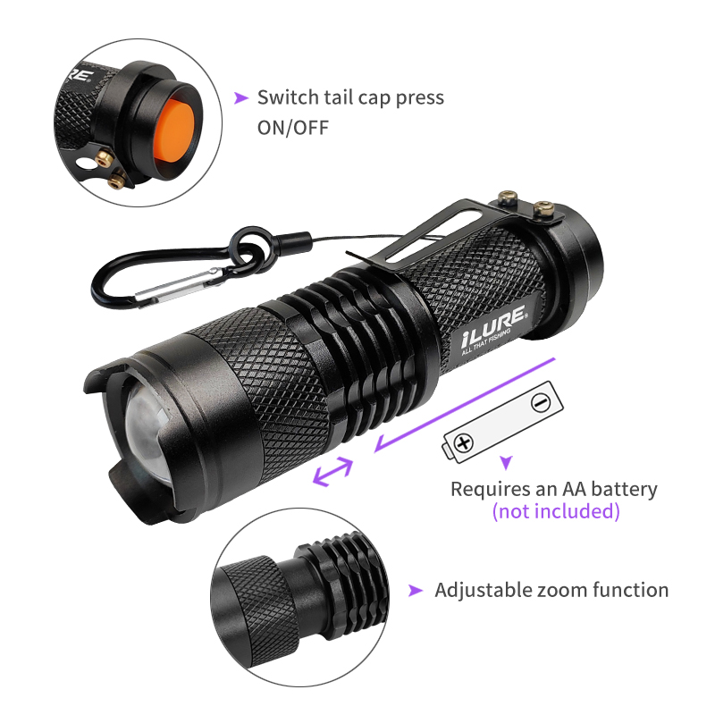 Mini UV Flashlight 395nm Ultra - Fishing Lure Jig recension och pris